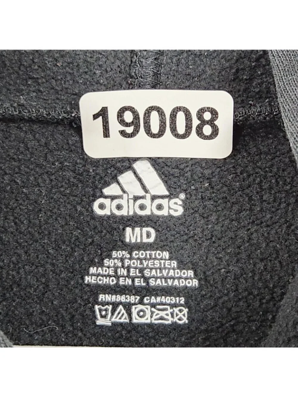 Adidas Sweater Mens Medium Washed Black Trefoil Hoodie Pullover Sweatshirt